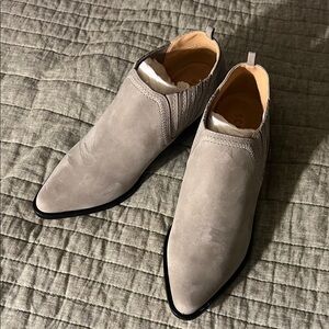 Schutz Suede Slip-On Chelsea Boots in Light Gray
